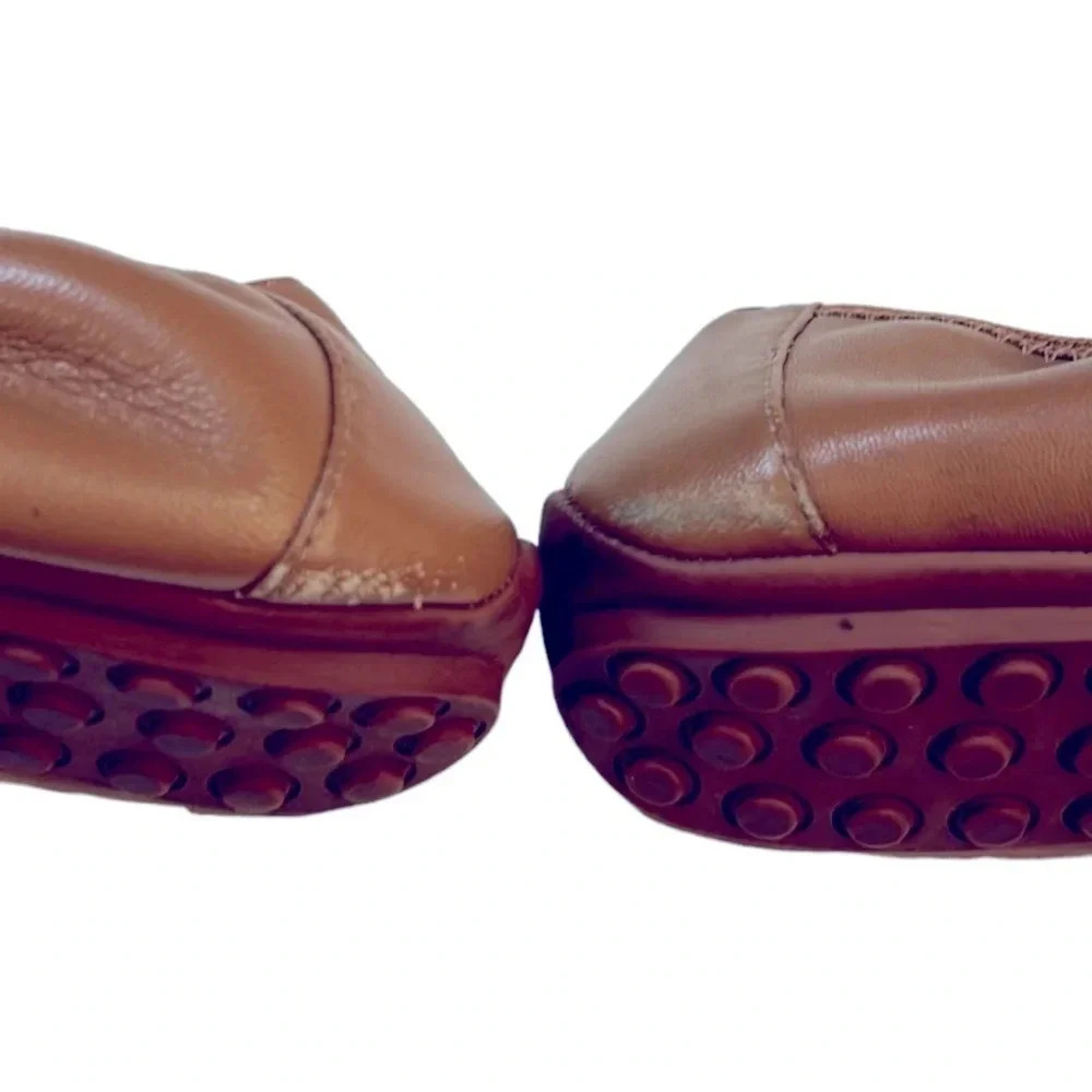 Adam Tucker by Me Too Nellie Tan Leather Ballet Flat Gold Buckle Size 7.5 - Picture 9 of 11